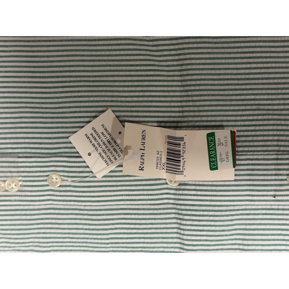 Ralph Lauren, Blake Seersucker Button Down Shirt, Green, Mens Size XXL - Picture 5 of 7